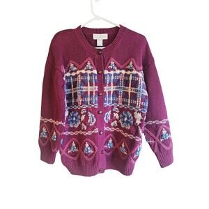 Vintage ID Distinctions knit floral cardigan wool blend
